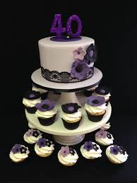 Purple 30th Birthday Cake Ideas For Her 40th Birthday Cake And Cupcakes Color Combination Of Purple Lilac Black And White Very Posit 40th Birthday Cakes Birthday Cake For Him Cupcake Cakes