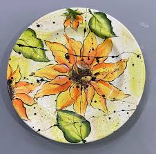 Shop with afterpay on eligible items. Hand Painted Ceramic Sunflower Plate