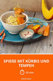 Spiesse Mit Kurbis Und Tempeh Rezept Tempeh Rezepte Lebensmittel Essen