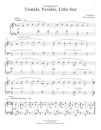 john thompson variations on twinkle twinkle little star sheet music notes chords download printable educational piano sku 160640