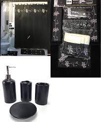 The butter chenille bath rug features an exceptionally silky, velvety chenille. Amazon Com Wpm 22 Piece Bath Accessory Set Beverly Black Flower Bath Rug Set Shower Curtain Accessories Home Kitchen