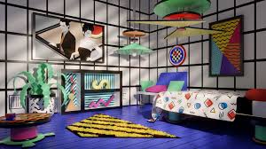 Memphis Group Inspired Bedroom Wip Blender Memphis Design Retro Interior Design Bedroom Inspirations