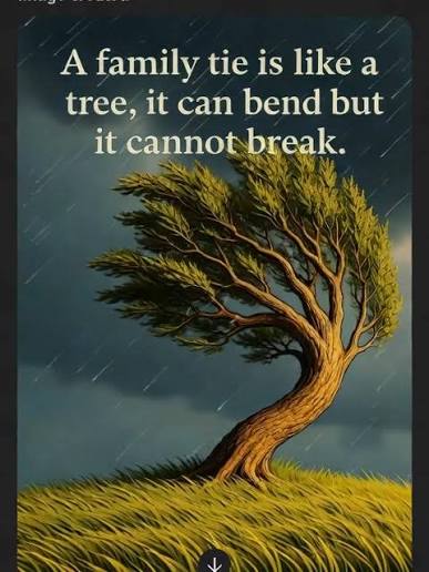 A family tie is like a tree, it can bend but it cannot break.