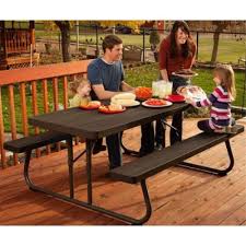 Lifetime 60228 Faux Wood Brown Color Picnic Table On Sale With Fast Free Shipping Picnic Table Folding Picnic Table Outdoor Eating Spaces