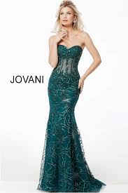 Emerald Corset Bodice Strapless Mermaid Jovani Evening Dress 62745 Jovani Evening Dress Mermaid Evening Dresses Corset Dress Prom