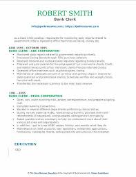 bank clerk resume samples qwikresume