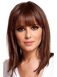 Bangs (north american english), or a fringe (british english), are strands or locks of hair that fall over the scalp's front hairline to cover the forehead, usually just above the eyebrows, though can range to various lengths. Buy Women S Human Hair Wig Blunt Bangs Mid Long Straight Hair Accessory Wigs At Jolly Chic