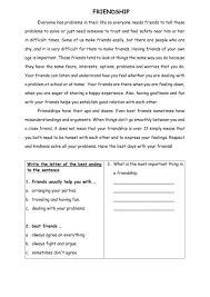 Standards reading comprehension, nonfiction fiction passages with answer key . Friendship Online Worksheet For Grade 9