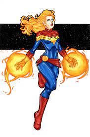 Captian Marvel Hand Colored By Jamiefayx On Deviantart Marvel Captain Marvel Best Comic Books