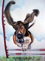 Agility World Champion 2016 Team Germany Small Basset Hound Art Basset Hound Dog Basset Hound