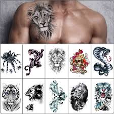 Schwarz Wald Tattoo Aufkleber für Männer Frauen Tiger Wolf Tod Schädel  Temporäre Tattoos Skeleton Nackt Mädchen 3D Gefälschte Tattoo Mädchen| | -  AliExpress