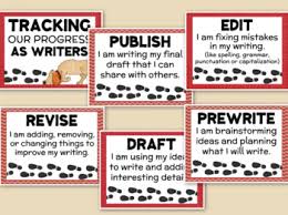 Writing Process Clip Chart Tracking Our Writing Progress
