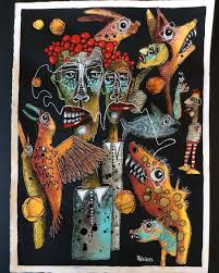 Sold I Finally Finished We Are Only One Species Among Many 11x15 Swipe Left To See Process Pics I Abstract Face Art Abstract Art Painting Fantastic Art