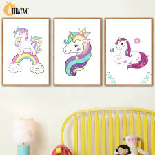 This beautiful illustration would look great in a pastel themed room.perhaps in the hallway. Best Canvas Painting Collection Unicorn Canvas Painting For Kids