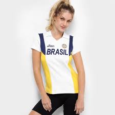 Com a camisa da seleção brasileira retrô 2004 nike. Camisa Volei Brasil Retro Asics Feminina Branco Amarelo Netshoes