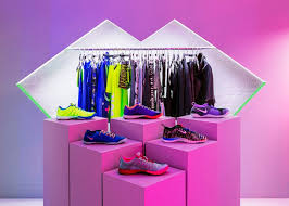 Lurid Colours Used To Illuminate A Nike Pop Up Shop Retail Design Pop Up Store Shop Design