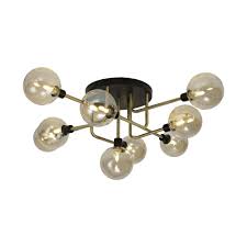 Showing results for champagne bronze light fixture. Large 9 Light Flush Ceiling Light Black Brass Champagne Globe Shades