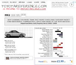 full colour chart for the toyota mr2 mk1 aw11 tweet