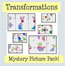 Transformations Mystery Picture Pack Reflection Rotation Translation Mystery Pictures Reflection Pictures Math Mystery Picture