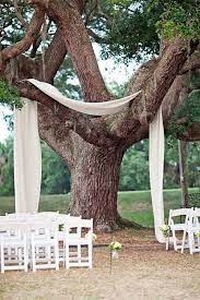 If you envision an outdoor wedding but still want cover in case of rain, there's nothing better than a tent. Ceremony Under The Trees Draped Fabric Or Lace Instead Of Traditional Wedding Arch Wedding Ceremony Backdrop Outdoor Wedding Backyard Wedding