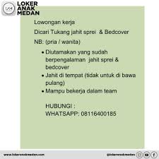 Check spelling or type a new query. Lowongan Kerja Konveksi Medan Lokerkarta Com
