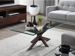 Coffee & end table set. Bella Coffee Tables Glass Top Dark Hardwood Frame On Sale