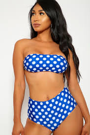 Maybe you would like to learn more about one of these? Sexy Blue Polka Dot Bandeau High Waist Two Piece Swimsuit
