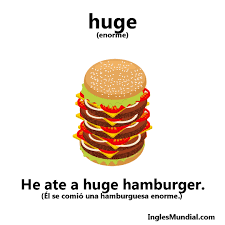 La palabra del día en inglés hoy es "huge" (enorme). "He ate a huge hamburger." (Él se comió una hamburguesa enorme.) 👉 Aprende más: https://www.inglesmundial.com/palabras/huge.html ✏️ Practica: Escribe una oración en inglés