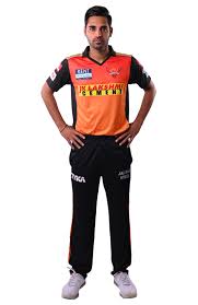 You can recognize him from jersey number 15. Sunrisers Hyderabad Bhuvneshwar Kumar
