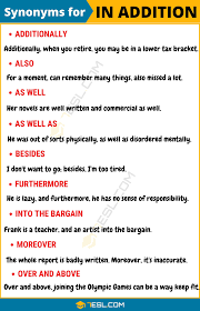 80 Other Ways To Say In Addition In Addition Synonym Writing Words Essay Writing Skills English Vocabulary Words