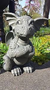 Drache Skeptisch Gartendrache Figur Garten Gargoyle Dragon Drachen Figuren Deko Garden Rock Art Cute Dragons Rock Art