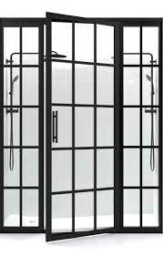 Gridscape Gs1 Swing Shower Door With 2 Side Panels In Black With Clear Glass In 2021 Shower Doors Gridscape Shower Door Coastal Shower Doors
