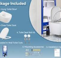 HOROW Compact Wall Hung Toilet Combo Set, Concealed In-Wall ...