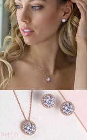 Sophia Round Jewelry Set Bridal Earrings Studs Bride Jewelry Set Bride Jewelry Earrings