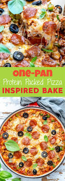 One Pan Protein Packed Pizza Inspired Bake Recipe In 2020 Clean Food Crush Clean Eating Pizza Clean Recipes