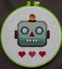 ❌ emoji copy and paste. Fo Little Robot Emoji Guy Crossstitch