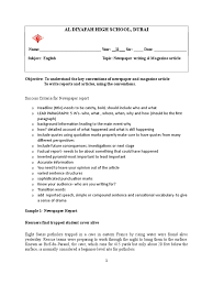 How should teachers use 'authentic' texts like newspapers in class? Success Criteria For Newspaper Writing 15 Newspapers Writers