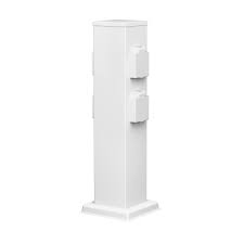 Garten Steckdosen Saule Polly Weiss Fur Aussen 4 Fach Edelstahl Eckig 38cm Von Ledscom De