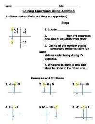 Solving One Step Equations Using Addition Notes And Assignment One Step Equations Equations Types Of Learners