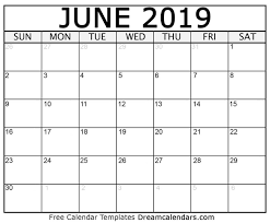 June 2019 Printable Calendar Free Calendar Template Calendar Template Blank Calendar Template