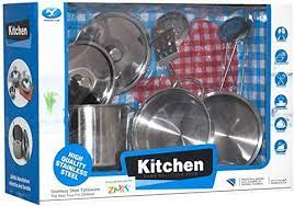 • this stainless steel kitchen utensil set is made of food safe stainless steel because it will not absorb stains or flavors. Buy Kitchen Set Stainless Steel Kitchen Set Toy For Kids 9 Pieces Online Shop Toys Outdoor On Carrefour Uae