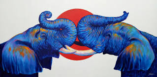 Blue Elephant Art - Best Elephant Paintings Online | Royal Thai Art