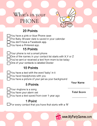 Popular ice breaker baby shower games. What S In Your Phone Baby Shower Game