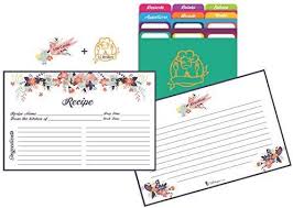 Amazon Com Akshaya 100 Pack Floral Recipe Cards Double Sided 4x6 Inch Bonus 12 Dividers Index Cards Perfect F Floral Recipe Cards Recipe Cards Cards
