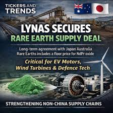 Critical minerals are becoming one of the most strategic resources in the  global economy right now. Lynas Rare Earths has secured a long-term supply  agreement with Japan Australia Rare Earths that includes