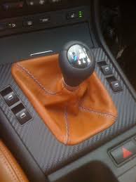 My E46 M3 Custom Leatherz Shift Boot Cinnamon Napa Leather With Tri Colored Stitching Shift Boot Napa Leather Leather