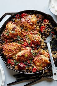 Skillet Chicken With Black Beans Rice And Chiles Recipe Recipe Nyt Cooking Recipes Cooking Recipes