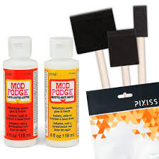 Mod podge seals and finishes decoupage i have added many amazon affiliate links here for your convenience. Mod Podge Decoupage Starter Kit Gloss And Matte Medium With 3 Pixiss Foam Brushes Waterproof For Puzzles Wood And More Buy Online In Dominica At Dominica Desertcart Com Productid 74536598
