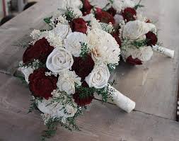 I'm glad i decided to use wood flowers for my wedding. This Beautiful Sola Wood Flower Bouquet Was Meticulously Crafted With Various Natural Ivory Burgundy Co Wood Flower Bouquet Wedding Flowers Wedding Bouquets