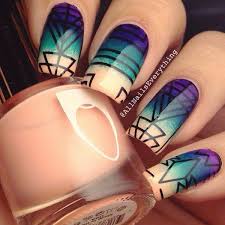 However, once you check out the tutorials, you'll realize that they're easy after all. Purple And Green Geometric Nail Art Design Idea